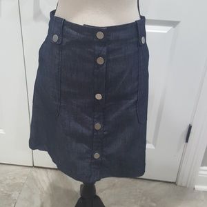 Denim snap front skirt
